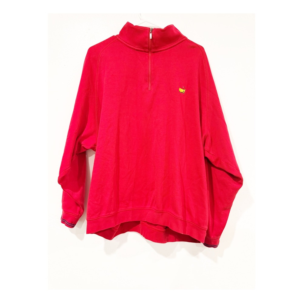 Masters Collection Mens Red Pima Cotton Quarter Zip Golf Pullover XXL Logo